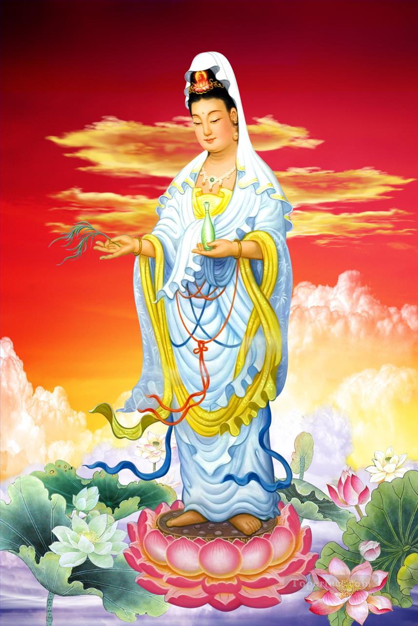 godness of mercy on lotus Buddhism Oil Paintings